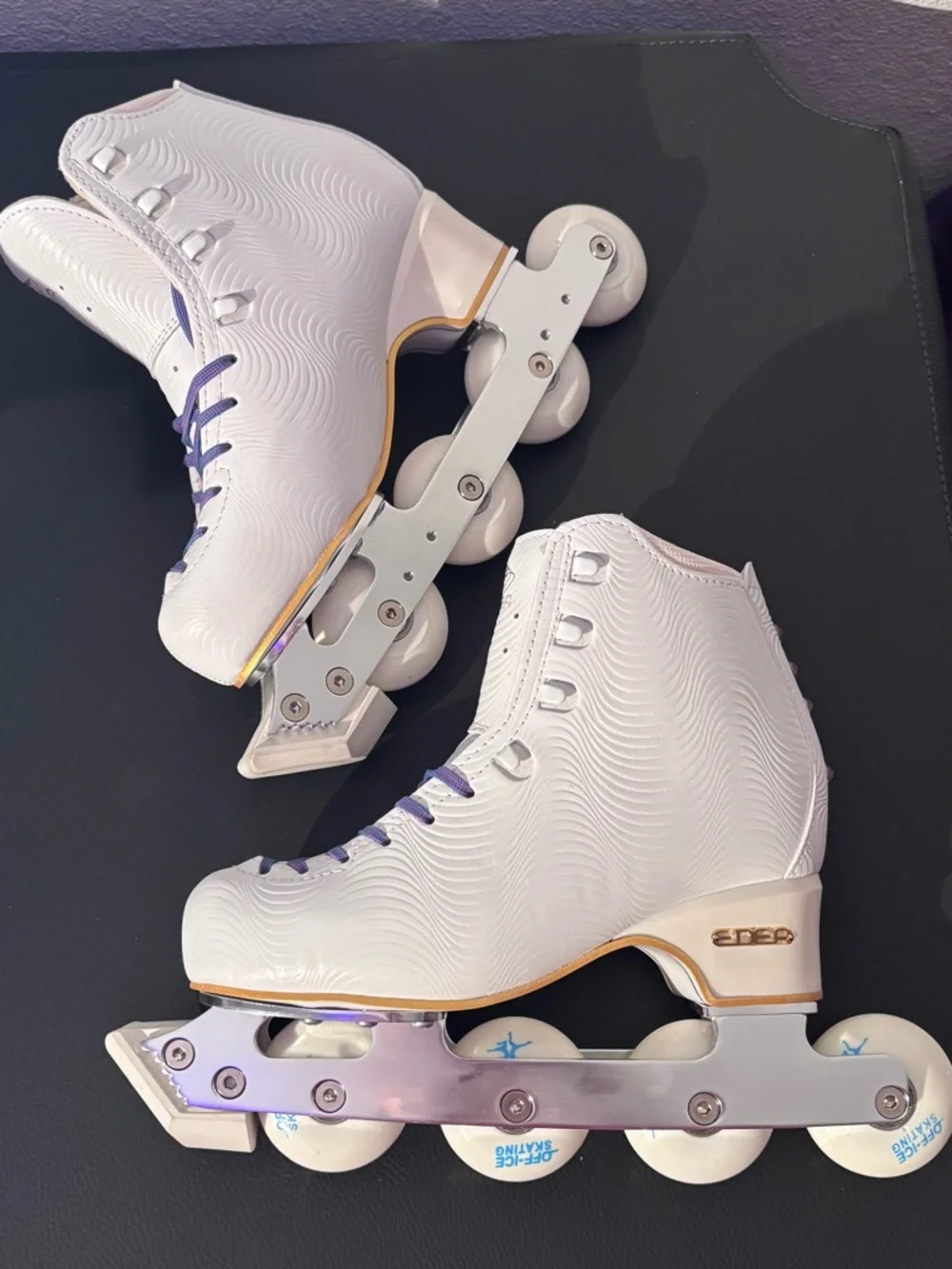 EDEA WAVE White Artistic Off Ice Skates with Purple Laces & Swarovski Crystals - Picture 12 of 16